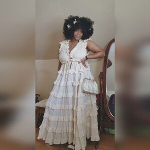 Bohemian Cream Ruffled Dress